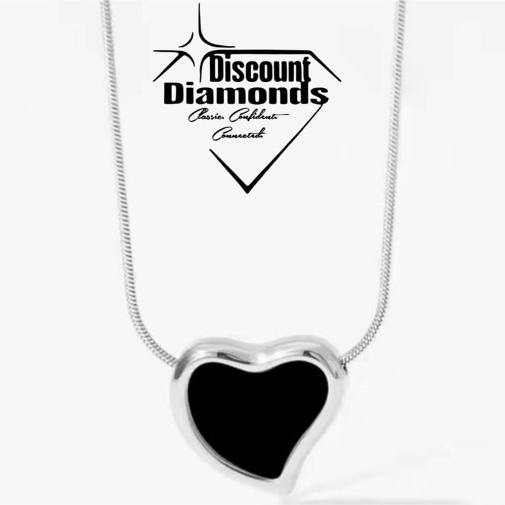 18K White Gold Heart Bracelet on Titanium Stainless Steel